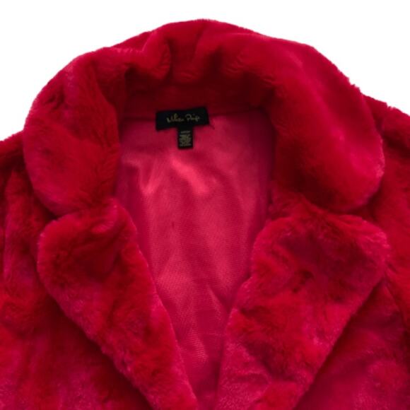 Melissa Paige Coat Faux Fur Red Soft Warm Holiday Teddy Jacket Size Small - Picture 7 of 12